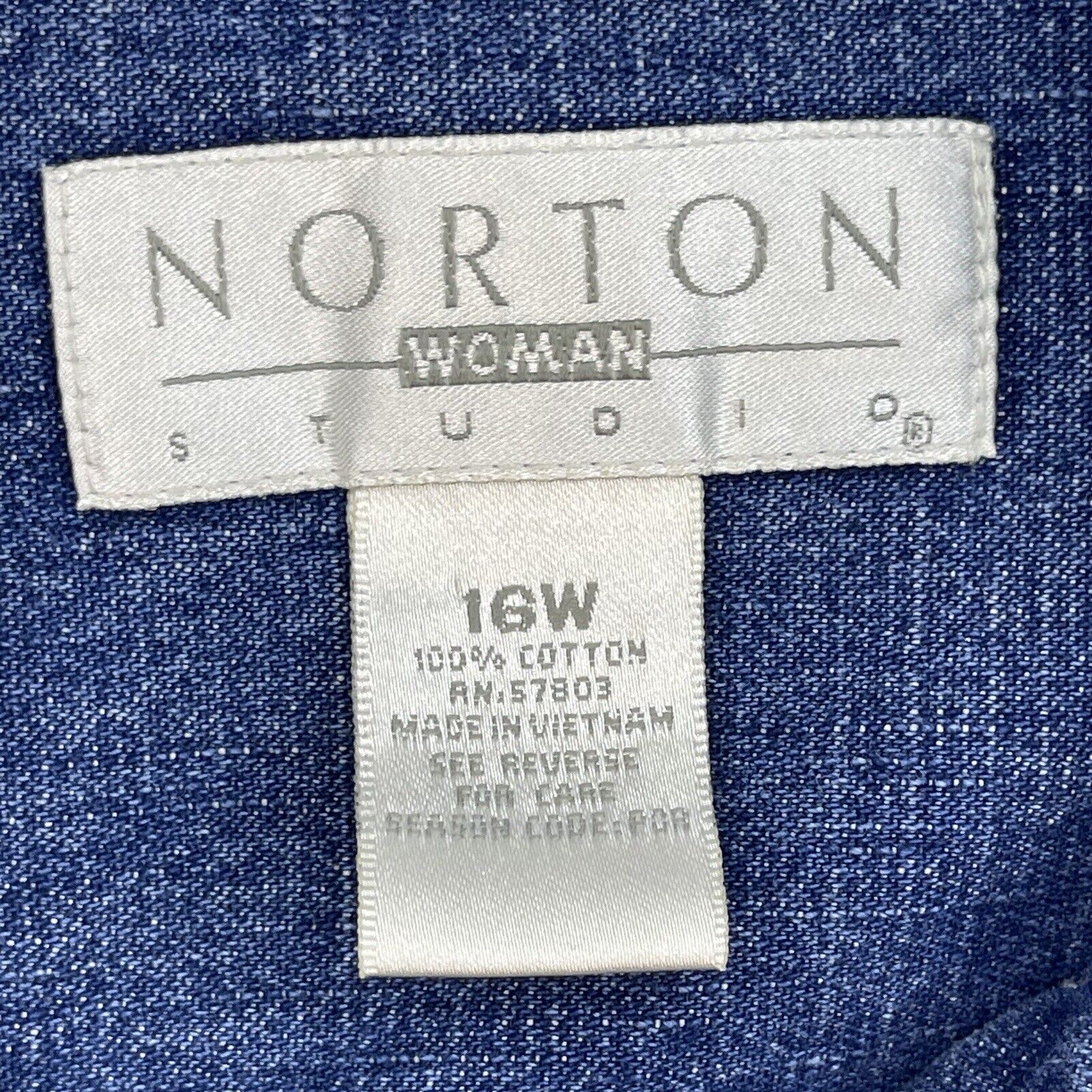 Norton Studio Woman Denim Shirt 16W Long Sleeve B… - image 2