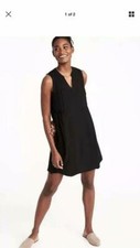 OLD NAVY ~ NWT! New Size XS ~ Black Sleeveless LACE INSET Swing Shift Dress