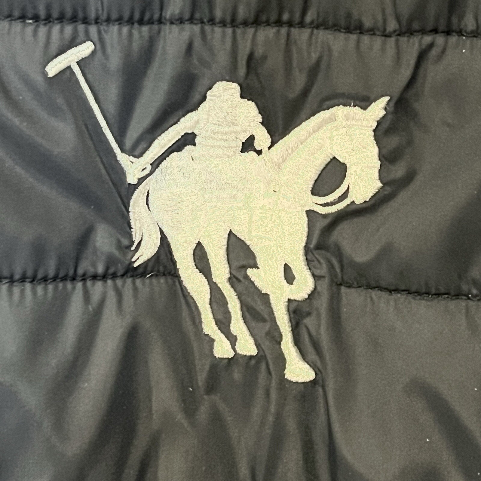 Vinson Polo Club donna nero puffer jacket ricamato logo pony taglia media