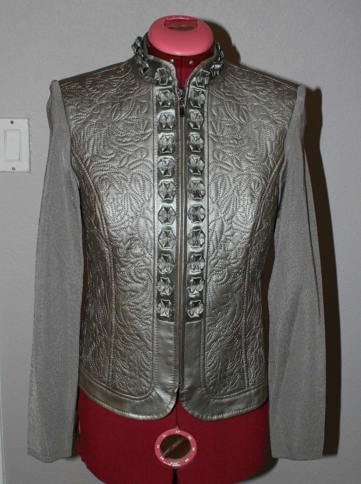 Nygard Gray Leather Sweater Jacket for Women Size 4-6