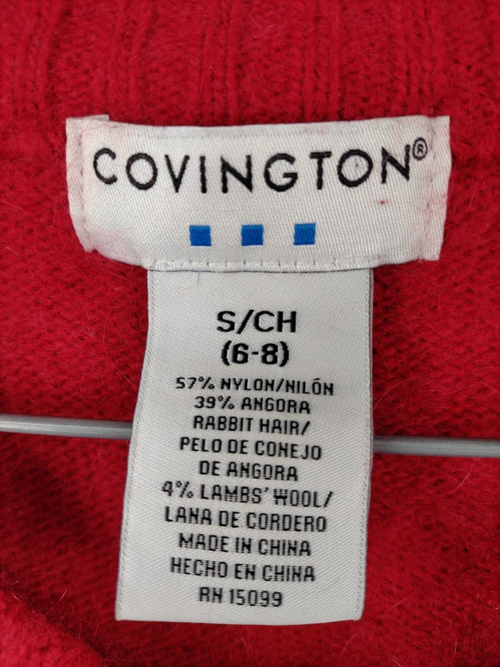 Suéter Covington Mujer Pequeño Rojo Copo de Nieve Angora Lana de Cordero Vacaciones Acogedor Foto 3 de 4