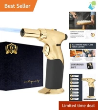 Versatile Luxury Butane Torch with Adjustable Flame - Gift-Ready Elegant Design
