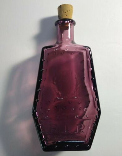 Poison Medicine Bottle Wheaton Purple RIP Coffin Shaped Horror Halloween Gothic - Picture 1 of 9