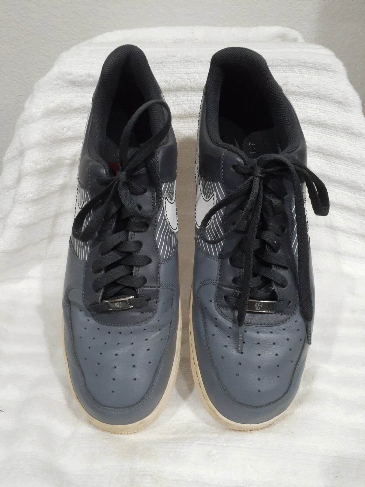 Size 12.5 NIKE Air Force 1 '82 Low Top Shoes Varsity Gray Black White 317295-012