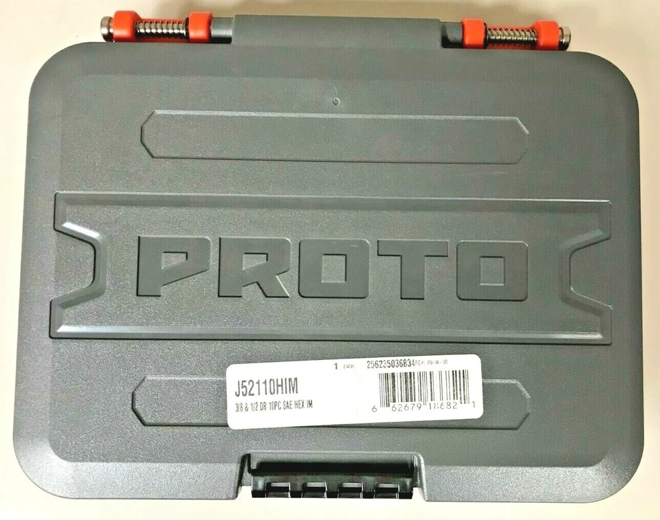 J52110HIM Proto 3/8 & 1/2 Drive 10 Pc SAE Hex Bit Socket Set 1/8" - 5/8" Black - Image 3 of 4