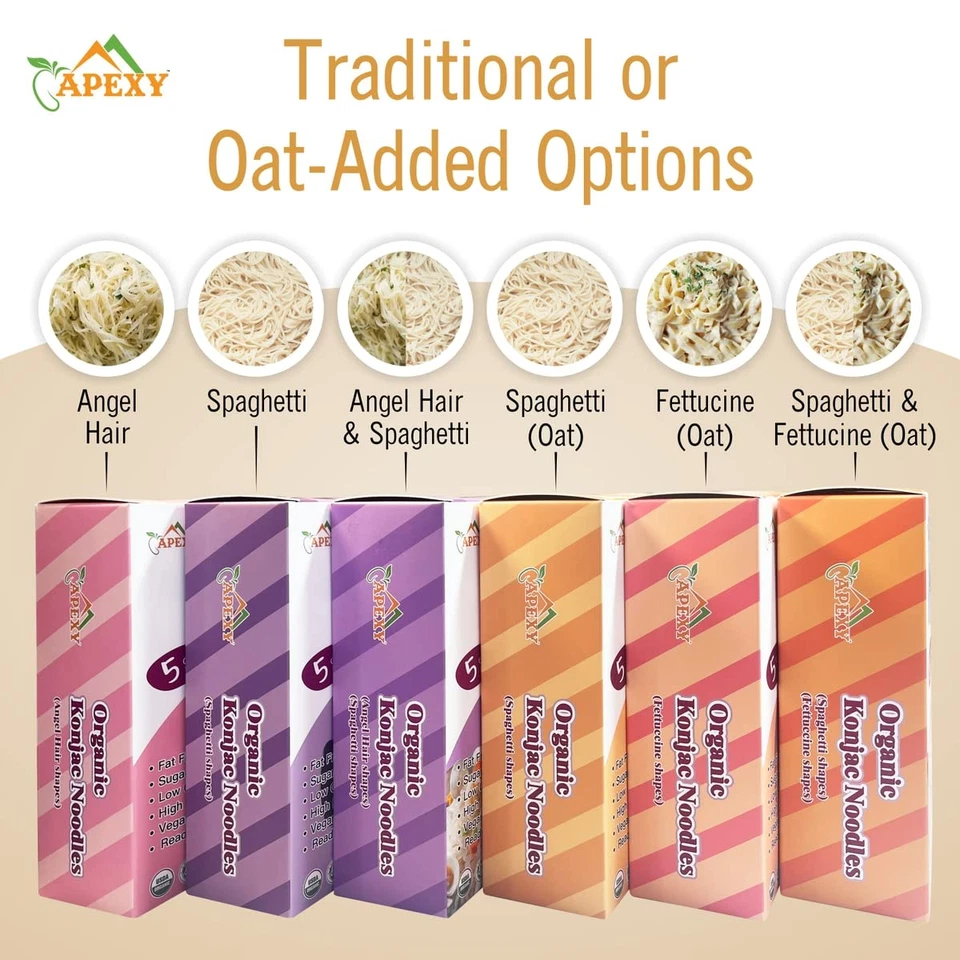 Fideos Shirataki Konjac orgánicos con harina de avena orgánica 42,24 oz 8 bolsas en el interior Foto 3 de 4