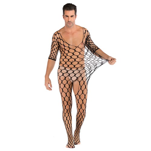 Hombres Lencería Malla Cuerpo Medias Pantimedias Body Ver a través de Ropa Interior Erótica - Imagen 111 de 162