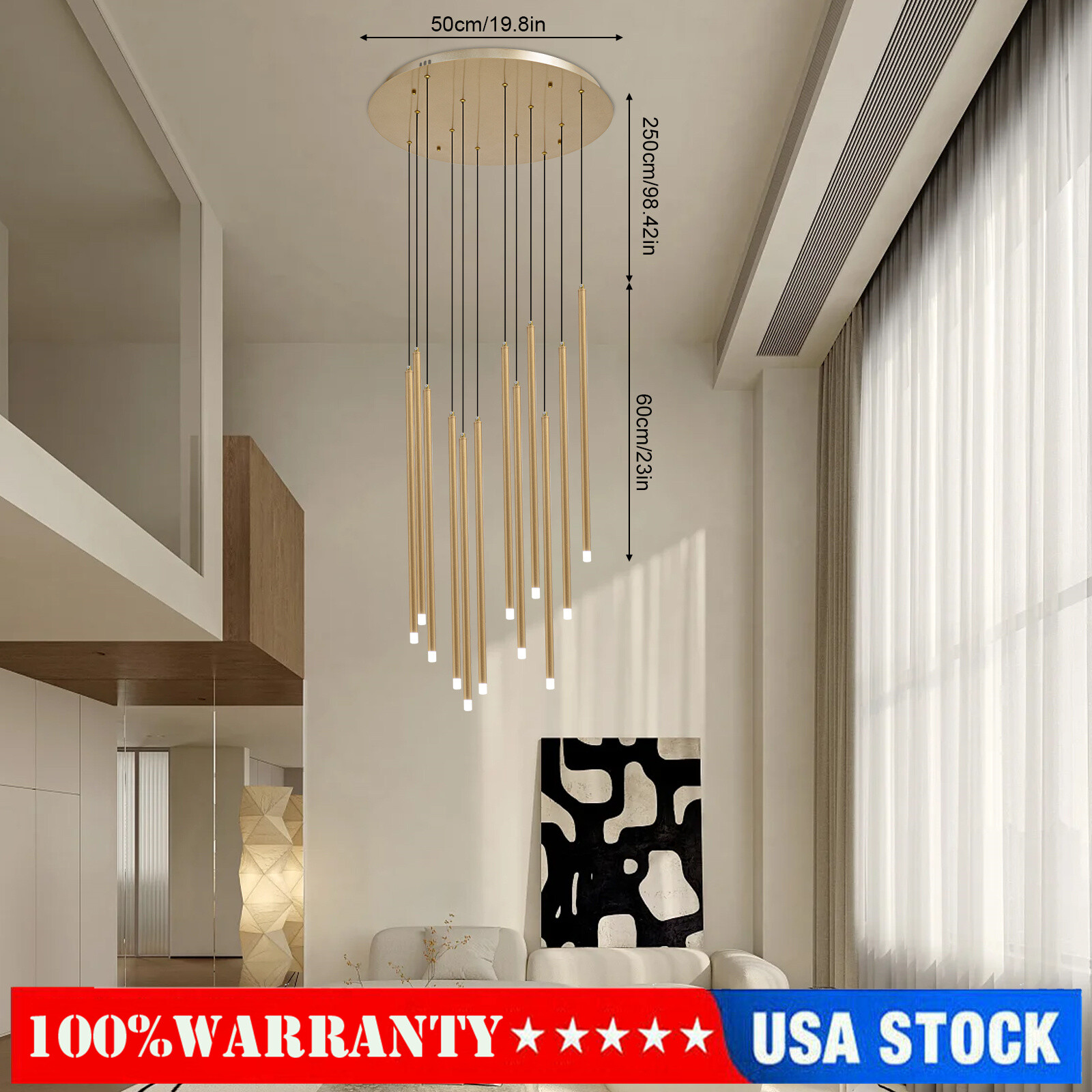 Modern Large Chandelier Black 12 Light Long Ceiling Fixture Pendant Lamp Foyer