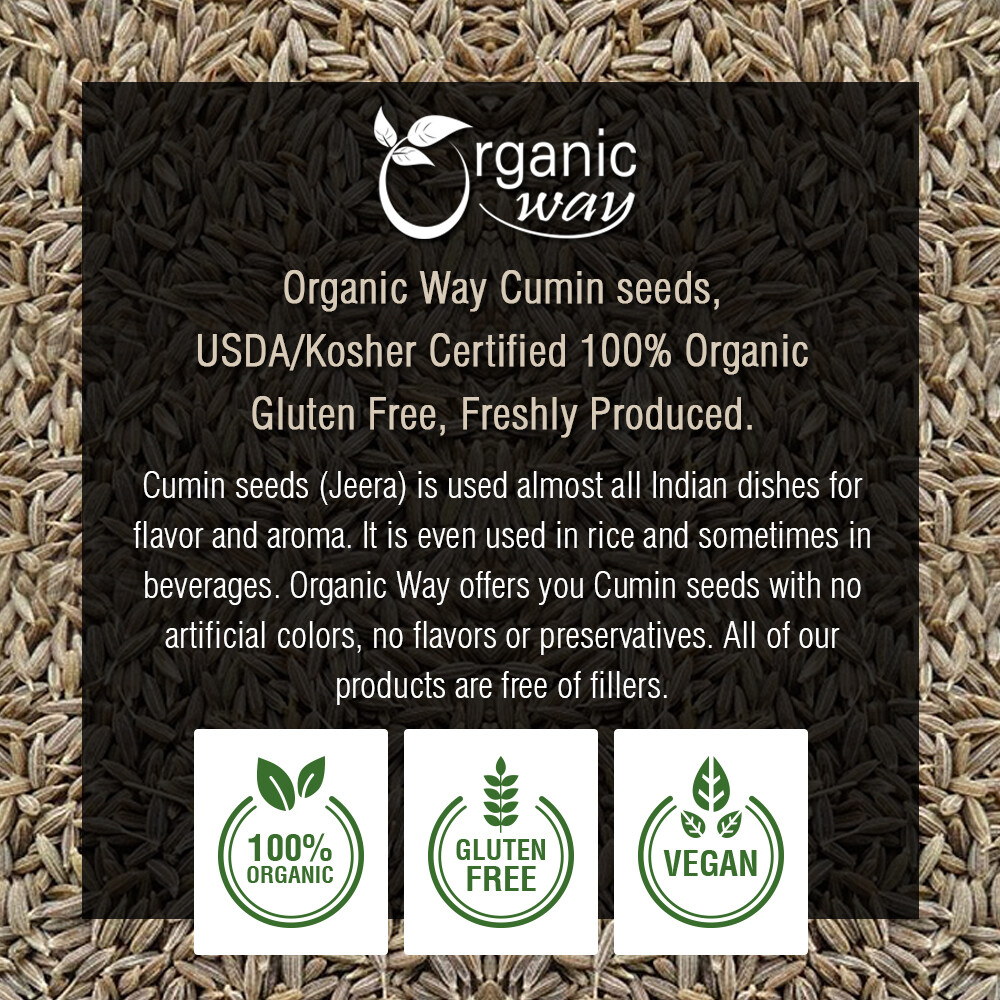 Cumin Seeds Whole - Organic & Kosher Certified | Raw, Vegan & USDA Certified