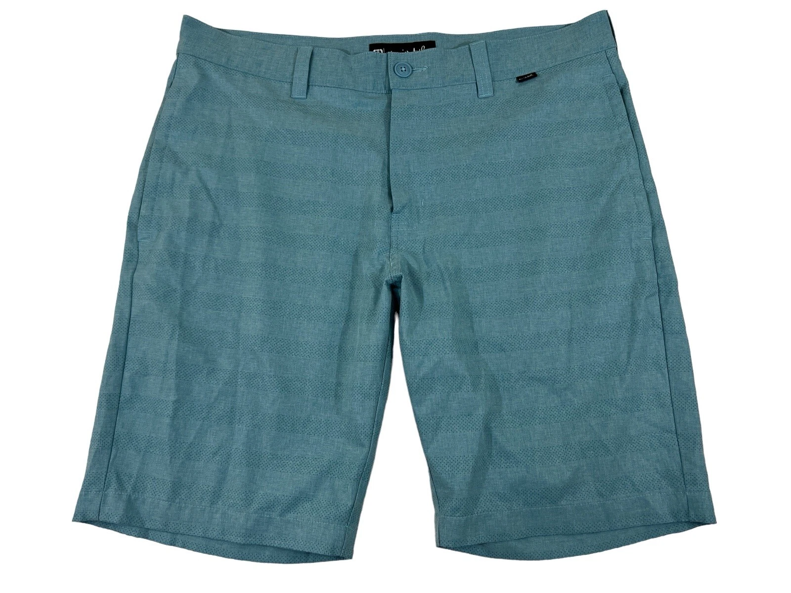 Travis Mathew Men Blue Chino Golf Striped Shorts Sz 34