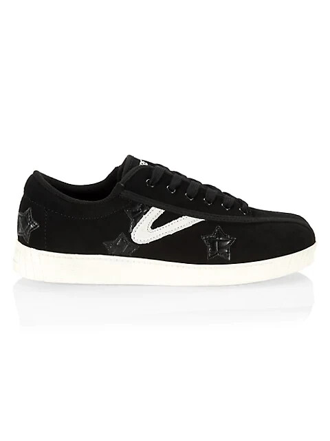 NWB Tretorn Womens NYLITE PLUS SUEDE BLACK/WHITE Sneaker US Size