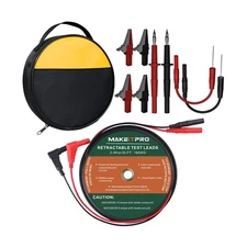 2 Wires 30FT 18AWG Retractable Test Leads with Cable Bag and Dual Ended Elect...