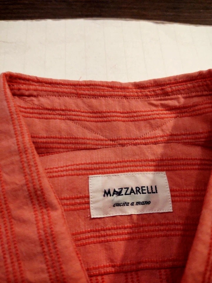 Camisa MAZZARELLI Para Hombre Botón Frontal 100% Algodón Talla 40 15 3/4 35 Cuello Extendido Foto 4 de 4