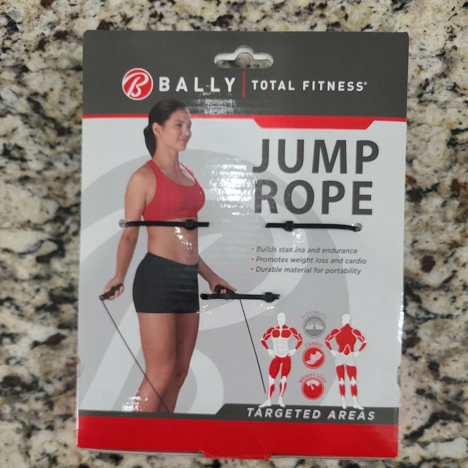 Nuevo Bally Total Fitness Cuerda de Saltar 10 Pies Negro Rojo Rodillo Longitud Ajustable Foto 2 de 3