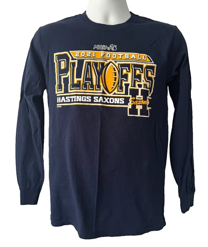 Hastings Saxons Varsity Football Adults- Small Long Sleeve Blue T Shirt NCAA NFL