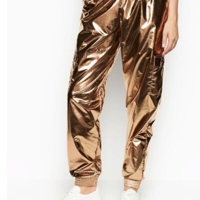 Victoria's Secret Victoria Sport Shiny Cargo Jogger Pants Metallic