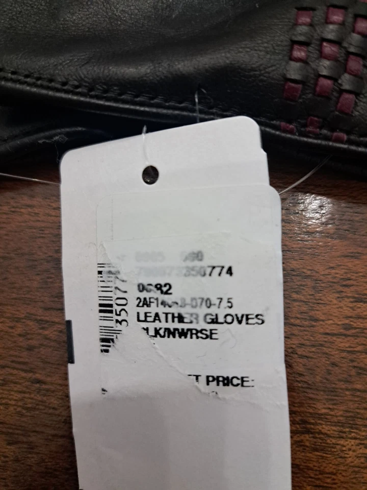 Guantes de cuero negros tejidos Portolano para mujer talla 7 1/2 Foto 4 de 4