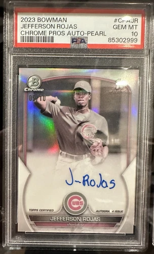 2023 Bowman #CPA-JR Jefferson Rojas 1st Chrome Pearl Refractor Auto /10 PSA 10