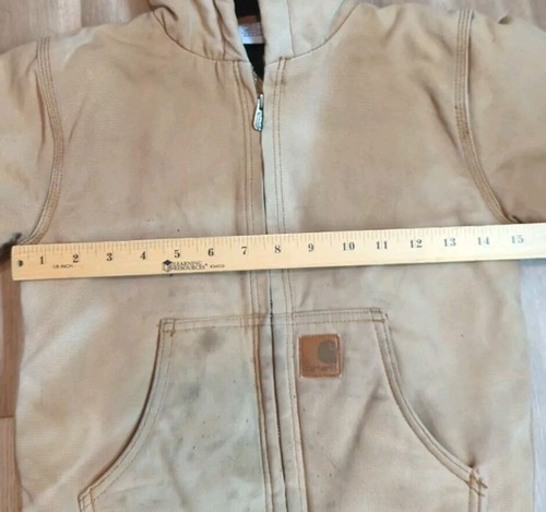 Carhartt Hooded Jacket Brown Kids Youth SZ 7 Duck Canvas Chore Farm Coat - Picture 5 of 9
