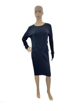 Ann Taylor Women’s Size M Long Sleeve Round Neck Black Ribbed Sweater Dress