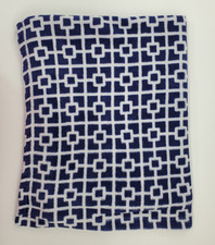 Luvable Friends Navy Blue White Baby Plush Blanket Security Square Trellis B58