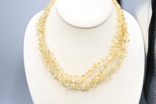 NATURAL YELLOW CITRINE 3 STRAND BEADS NECKLACE R17