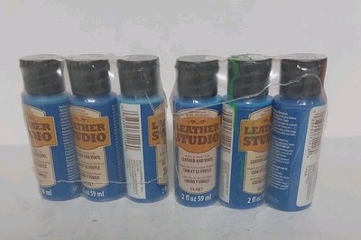 Leather Studio Set of 6 - 2 fl oz Acrylic Shoe Paint- Bright Blue #71416
