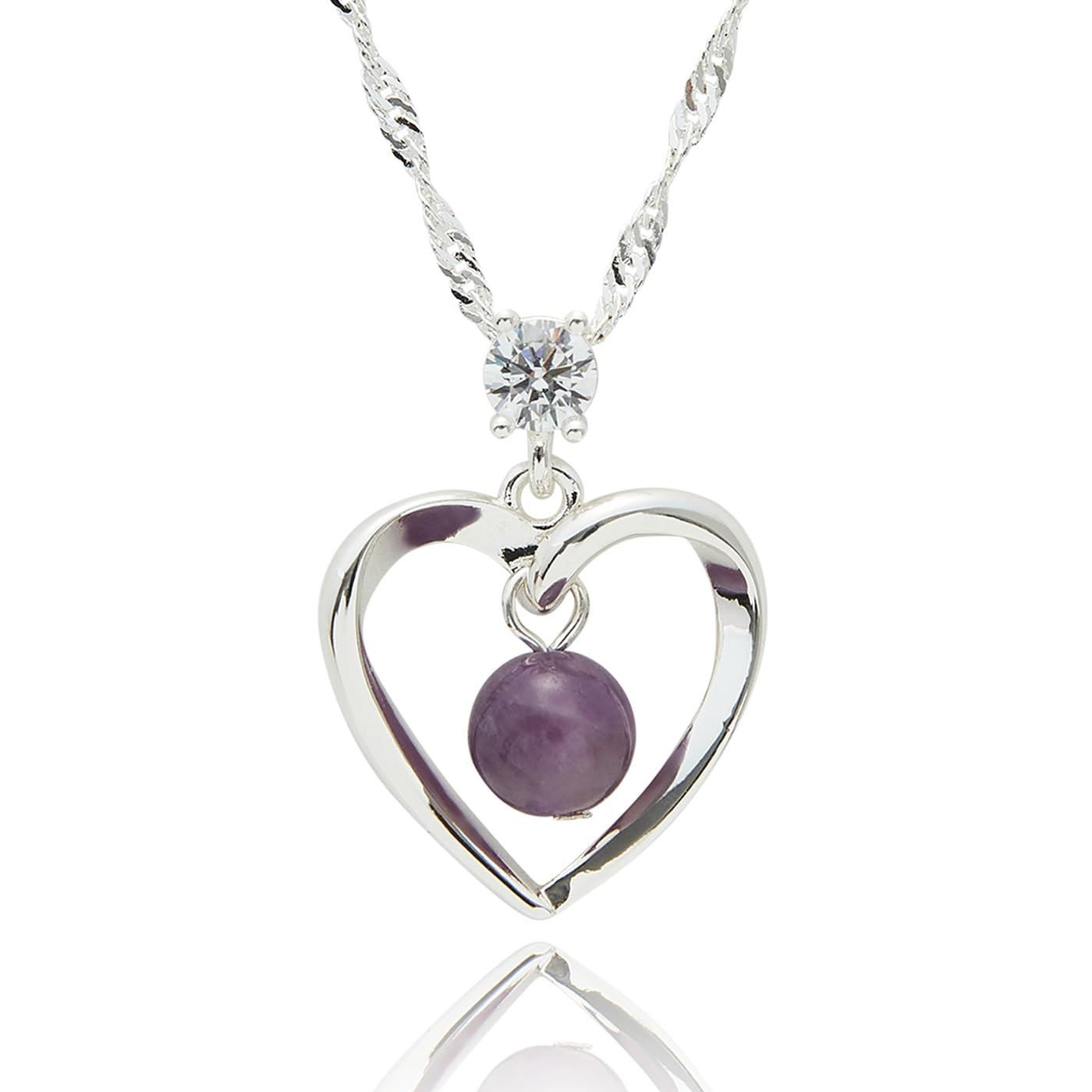 equilibrium Amethyst Heart Crystal Pendant Necklace