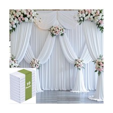 50ft x 12ft Wrinkle Free White Backdrop Curtains for Parties, 10 Panels 12FT ...