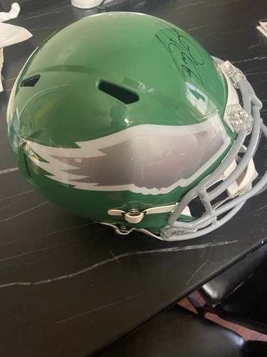 Saquon Barkley Autographed Full Size Kelly Green Replica Speed Helmet BAS ITP