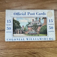 Vtg Colonial Williamsburg Official Post Cards 15 Views Flowers Kitchen Church