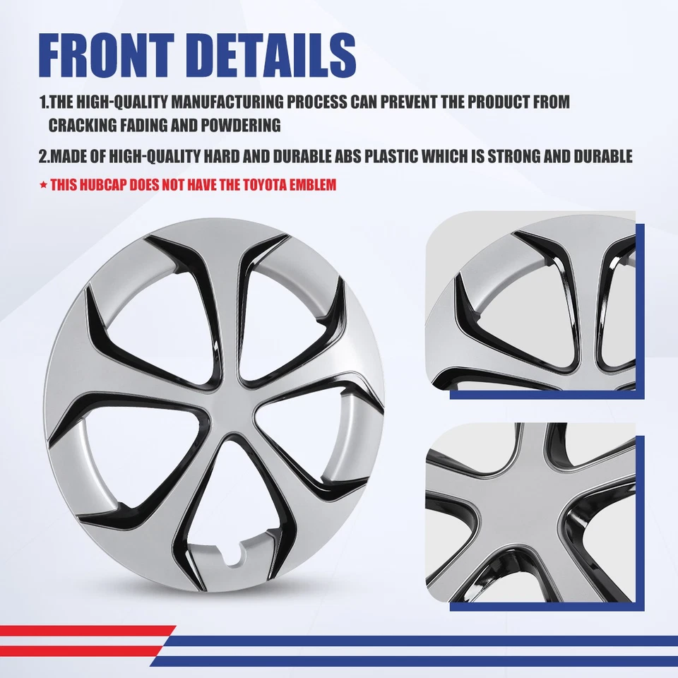 15in Silver Wheel Covers Hub Caps 4PCS For 2010-2015 TOYOTA PRIUS Alloy Wheel Foto 3 de 4