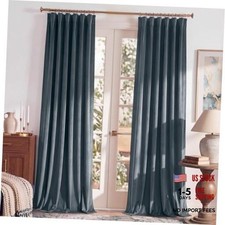 Velvet Blackout Curtains 84 inches Long for 52"W x 84"L Pack of 2 Dusty Blue