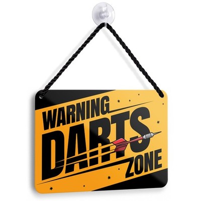 Warning Darts Zone Schild 18x12cm Warnschild Dartpfeil Zubehör Dartspieler Deko