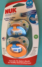 NUK Orthodontic Pacifiers 2 Pair 0-6 mos Silicone Orthodontic Shape