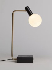 John Lewis Spenser Wireless Charger Table Lamp, Black/Brass