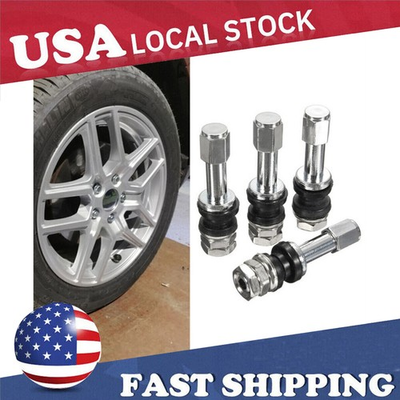 #ad #ad 4Pcs TR48 Bolt On Tire Valve Stem Chrome Metal High Pressure Flush W Stem ※ $6.39