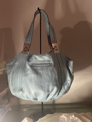 B. Makowsky Women's Large Large Pebble Leather Light Blue Shoulder Bag
