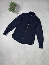 Finamore Napoli Jersey Men Blue Buuton Up Shirt Size M Italy 