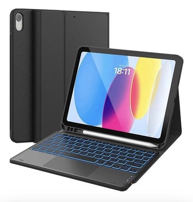 iPad 10th/11th Generation Case with Magnetic Keyboard - 7 Color Backlight Black