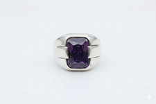 925 Sterling Silver 8Crt Natural Amethyst Gemstone Handmade Solitaire Men's Ring