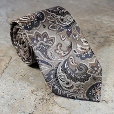 CM GOLD SERIES BRONZE PAISLEY PRINT 100% SILK MENS NECKTIE