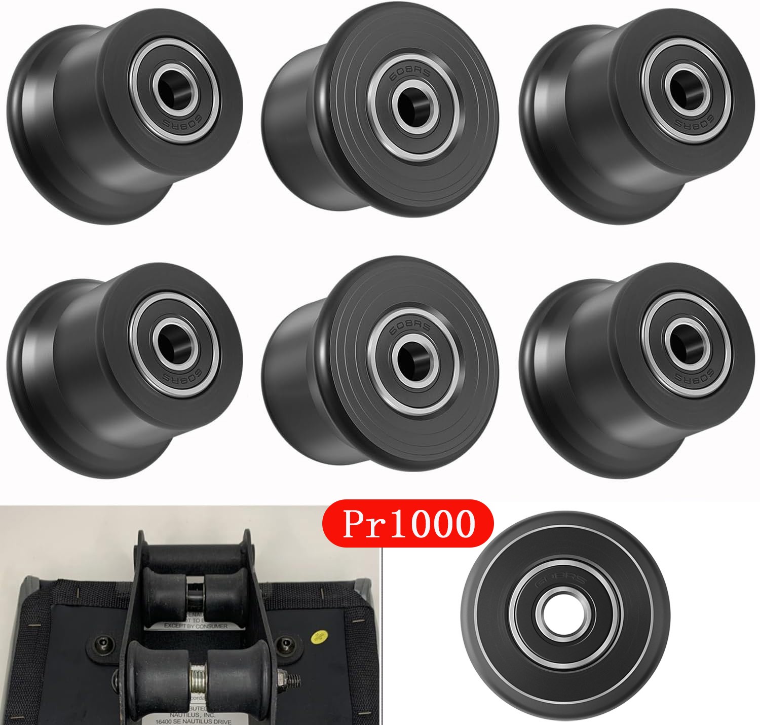 6-Pack Sliding Seat Bracket Roller for Bowflex Home Gym Fits Motivator2, Pr1000