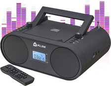 KLIM Boombox B4 CD Player Portable Audio System - New - AM/FM Radio Black