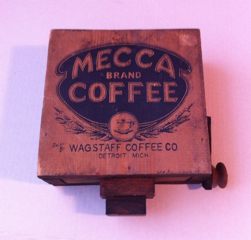 Vtg Mecca Fake Coffee Grinder Wood Decorative Old Store Display Wagstaff Detroit