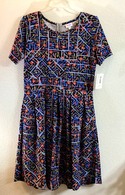 LuLaRoe Amelia Swing Dress Size 2XL (22-24) Multi-Color Geometric Print NEW