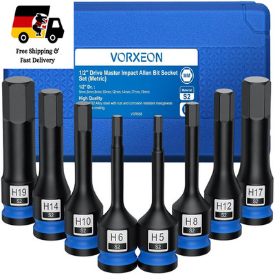 VORXEON 1 2 Zoll Impact Hex Socket Set 8 Stück 5-19 mm S