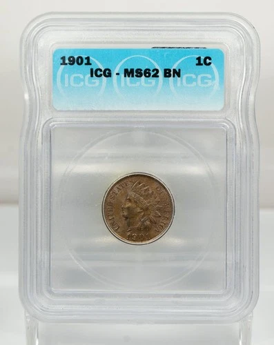 Certified 1901 Indian Head Cent ICG MS62 BN IHC 1c
