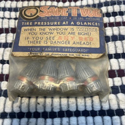 #ad Safe T Vue Tire Valve Caps 28 Lbs Pressure 1965 Vintage NOS Original Packaging $99.00