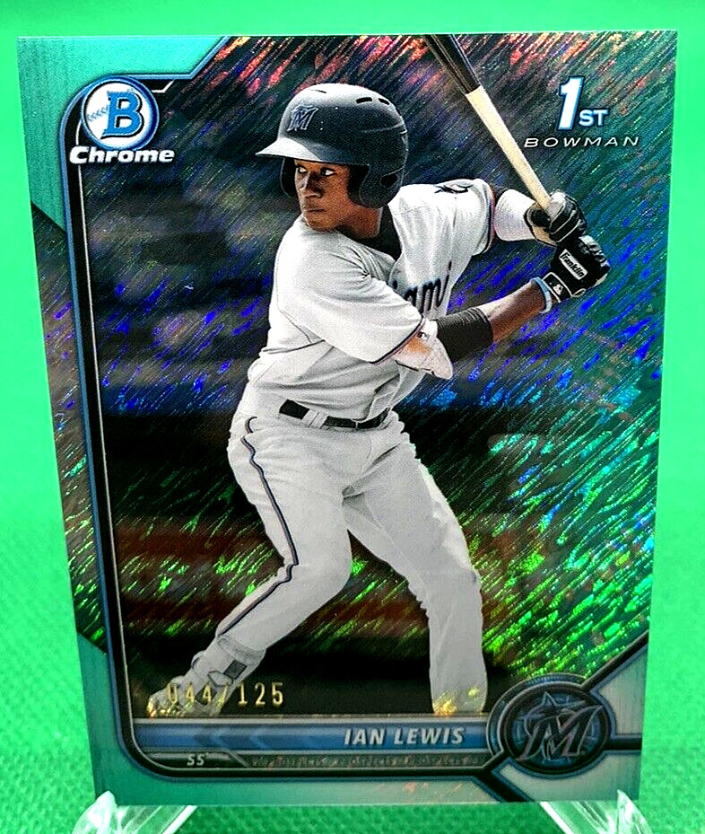 2022 Bowman IAN LEWIS 1st Bowman Chrome Aqua Shimmer Refractor (BCP-96) #44/125!